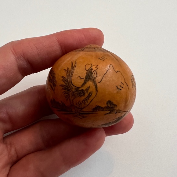 Antique lanzou carved etched gourd Chinese Zodiac year of rooster folk art - Picture 4 of 13